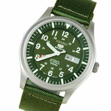 SEIKO 5 SNZG09K1P GREEN NYLON STRAP MEN'S WATCH