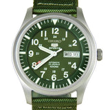 SEIKO 5 SNZG09K1P GREEN NYLON STRAP MEN'S WATCH