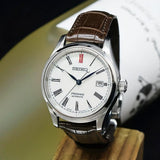 SEIKO PRESAGE SPB095J1P WHITE DIAL BROWN LEATHER MEN'S WATCH