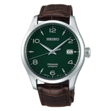 SEIKO PRESAGE SPB111J1P GREEN DIAL BROWN LEATHER MEN'S WATCH