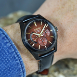 Seiko Presage Chronograph Black Leather Strap Men Watch SPB329J1