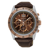 SEIKO CHRONOGRAPH SPC248P1P BROWN LEATHER MEN'S WATCH