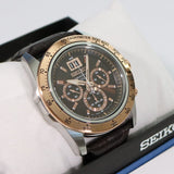 SEIKO CHRONOGRAPH SPC248P1P BROWN LEATHER MEN'S WATCH