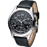 SEIKO CHRONOGRAPH SPC255P1P BLACK LEATHER STRAP MEN'S WATCH