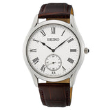 SEIKO SRK049P1 WHITE DIAL BROWN LEATHER MEN'S WATCH
