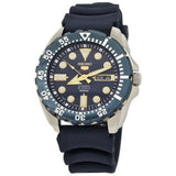 SEIKO 5 SRP605J2P BLUE SILICON STRAP MEN'S WATCH