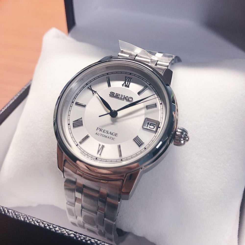 SEIKO PRESAGE SRP857J1 AUTOMATIC STAINLESS STEEL WOMEN'S SILVER WATCH - H2 Hub Watches