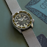 Seiko 5 Sports Mint Green Dial With Silver Milanese Strap Men Watch SRPD75K1P