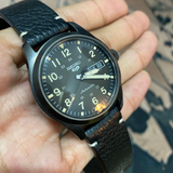 Seiko 5 Sports Black Leather Strap Men Watch SRPG41K1P