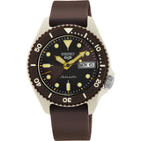 Seiko 5 Sports Automatic Brown Silicone Rubber Strap Men Watch SRPG77K1