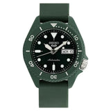 Seiko 5 Sports Automatic Black Dial And Green Silicone Strap Men Watch SRPG83K1