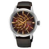 Seiko Presage Red Dial Skeleton With Brown Leather Men Watch SSA457J1