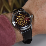 Seiko Presage Red Dial Skeleton With Brown Leather Men Watch SSA457J1