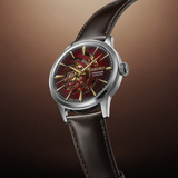 Seiko Presage Red Dial Skeleton With Brown Leather Men Watch SSA457J1