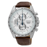 SEIKO GENERAL SSB263P1 WHITE DIAL BROWN LEATHER MEN'S WATCH