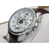 SEIKO GENERAL SSB263P1 WHITE DIAL BROWN LEATHER MEN'S WATCH