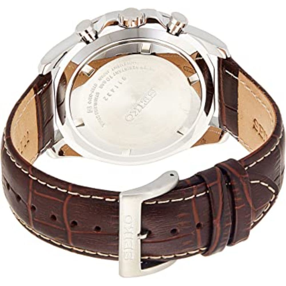 SEIKO GENERAL SSB263P1 WHITE DIAL BROWN LEATHER MEN'S WATCH H2 Hub