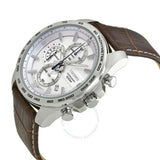SEIKO GENERAL SSB263P1 WHITE DIAL BROWN LEATHER MEN'S WATCH