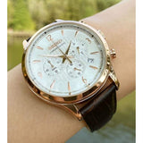 SEIKO GENERAL SSB342P1 CHRONOGRAPH LEATHER STRAP MEN'S WATCH