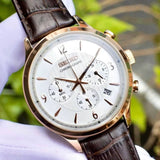 SEIKO CHRONOGRAPH SSB342P1P BROWN LEATHER MEN'S WATCH