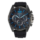 Seiko Chronograph Black Dial And Silicone Strap Men Watch SSB353P1P