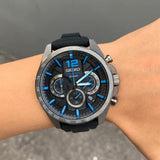Seiko Chronograph Black Dial And Silicone Strap Men Watch SSB353P1P