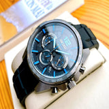 Seiko Chronograph Black Dial And Silicone Strap Men Watch SSB353P1P