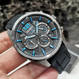 Seiko Chronograph Black Dial And Silicone Strap Men Watch SSB353P1P