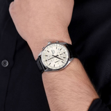 SEIKO GENERAL SSB383P1P BLACK LEATHER MEN WATCH