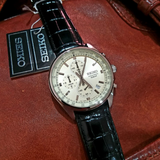 SEIKO GENERAL SSB383P1P BLACK LEATHER MEN WATCH
