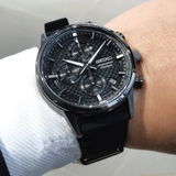 Seiko Chronograph Black Dial And Silicone Strap Men Watch SSB393P1P