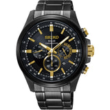 SEIKO CRITERIA SSC687P1 CHRONOGRAPH SOLAR STAINLESS STEEL MEN'S BLACK WATCH