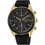 Seiko Chronograph Black Dial And Silicone Strap Men Watch SSC804P1P