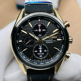 Seiko Chronograph Black Dial And Silicone Strap Men Watch SSC804P1P