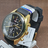 Seiko Chronograph Black Dial And Silicone Strap Men Watch SSC804P1P