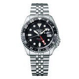 Seiko 5 Sports GMT Black Dial With Silver Stainless Steel Strap Men Watch SSK001K1P