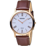 Seiko White Dial And Brown Leather Strap Men Watch SUP854P1P