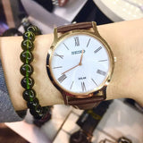 Seiko White Dial And Brown Leather Strap Men Watch SUP854P1P