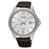 SEIKO GENERAL SUR249P1 BLACK LEATHER MEN'S WATCH