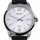 SEIKO GENERAL SUR249P1 BLACK LEATHER MEN'S WATCH