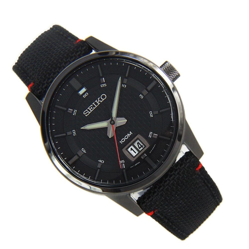 SEIKO GENERAL SPORTS  SUR271P1 MEN'S BLACK NYLON STRAP WATCH - H2 Hub Watches