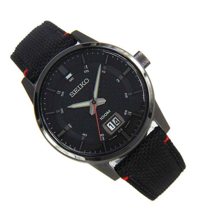 SEIKO GENERAL SPORTS  SUR271P1 MEN'S BLACK NYLON STRAP WATCH - H2 Hub Watches