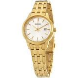 Seiko White Dial With Gold Stainless Steel Strap Women Watch SUR412P1