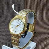 Seiko White Dial With Gold Stainless Steel Strap Women Watch SUR412P1