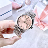 Seiko Analog Pink Dial Silver Stainless Steel Strap Women Watch SUR523P1