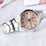 Seiko Analog Pink Dial Silver Stainless Steel Strap Women Watch SUR523P1