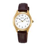 SEIKO SUR638P1P WHITE DIAL BROWN STRAP WOMEN'S WATCH