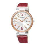 SEIKO LUKIA SUT336J1 SOLAR RED LEATHER WOMEN'S WATCH