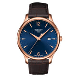 TISSOT T-CLASSIC T0636103604700 BLUE DIAL BROWN LEATHER MEN'S WATCH