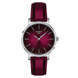 Tissot Everytime Red Dial And Leather Strap Women Watch T1432101733100